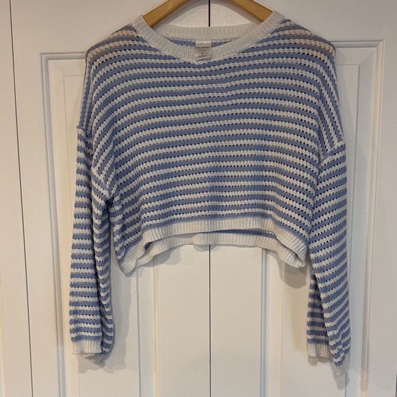 Blue and White Striped Knit Sweater - Picture 3 of 10